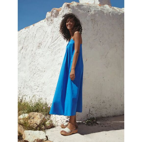 Mango Leather Mules Slides Wood Heel Sole Size 11 Summer Tan Nude - Picture 2 of 10